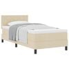 vidaXL Boxspringbett mit Matratze mit Kopfteil Creme 90 x 200 cm Stoff