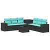 vidaXL Sofa Set 8 stk. Schwarz und Blau Polyrattan und Stahl