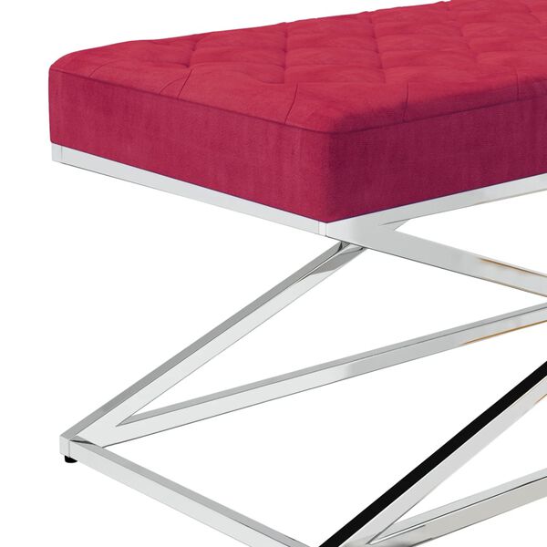vidaXL Sitzbank Weinrot Samt und Edelstahl