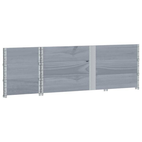 vidaXL Paletten-Aufsatzrahmen 3 Stk. Grau 150x50 cm Massivholz Kiefer