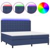 vidaXL Boxspringbett mit Matratze & LED Blau 200x200 cm Stoff