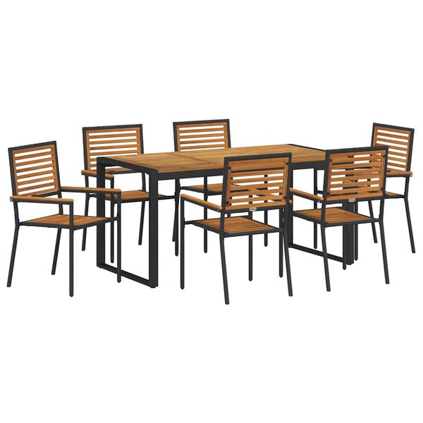 vidaXL Garten Essgruppe 7 pcs Schwarz und Braun Poly-Rattan