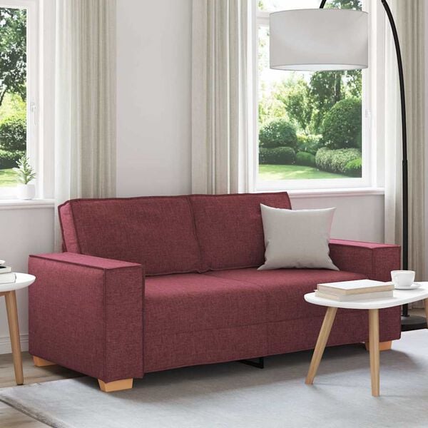 vidaXL 2-Sitzer Sofa Weinrot 140 cm Stoff