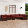 vidaXL 7-tlg. Garten-Lounge-Set mit Kissen Poly Rattan Braun