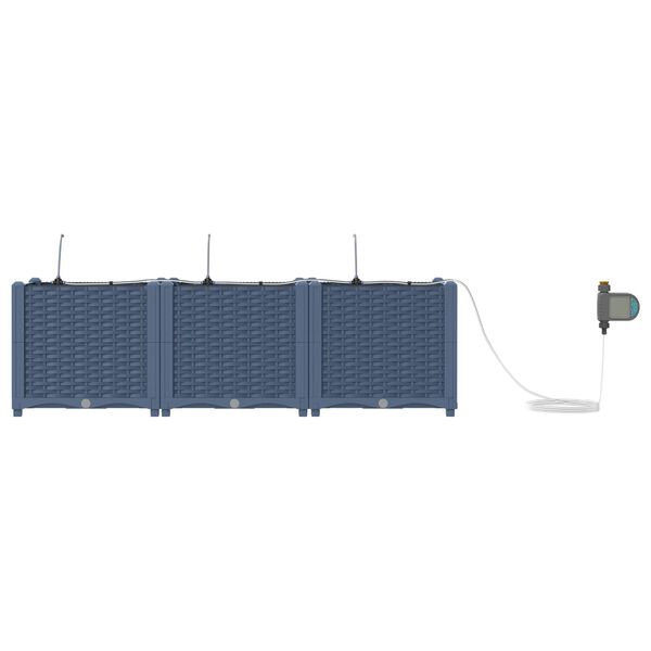 vidaXL Garten-Pflanzgef&auml;&szlig; 3 pcs Grau 120 x 40 x 37,5 cm Kunststoff