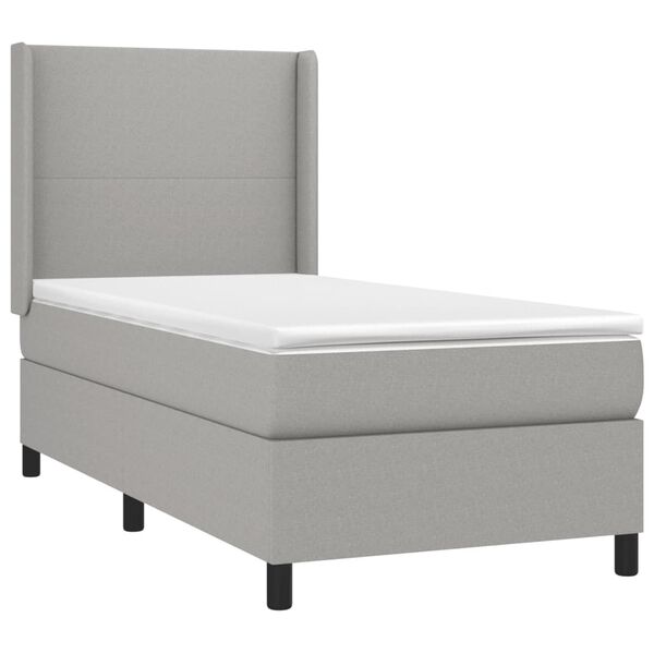 vidaXL Boxspringbett mit Matratze Hellgrau 90x190 cm Stoff