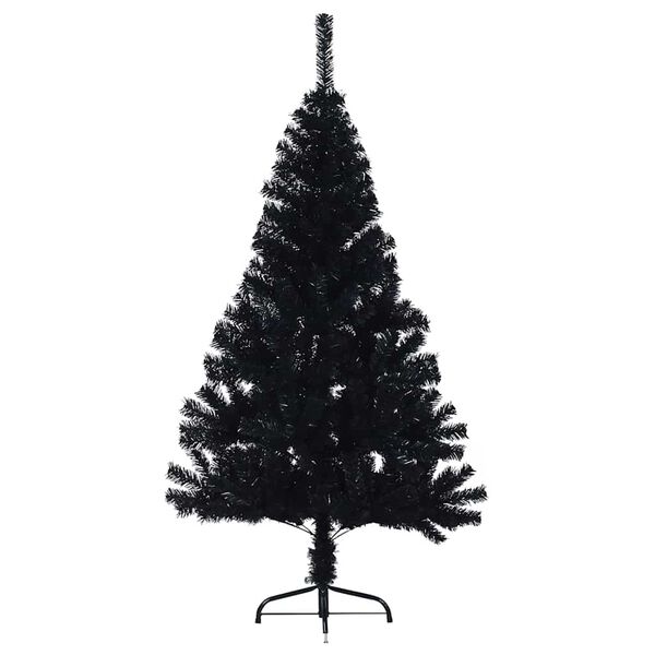 vidaXL K&uuml;nstlicher vorbeleuchteter Weihnachtsbaum Schwarz 150 cm PVC