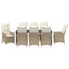 vidaXL Garten Essgruppe mit Kissen 9 pcs Beige Poly-Rattan