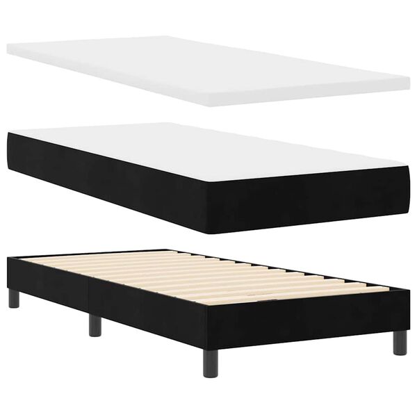 vidaXL Boxspringbett mit Matratze Schwarz 90 x 190 cm Samt