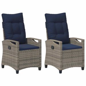 vidaXL Gartenstuhl 2 Stk. Grau und Marineblau Stahl und Polyester