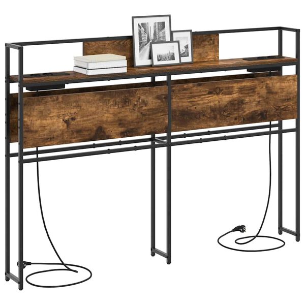 vidaXL Stauraum-Kopfteil mit Regal R&auml;uchereiche 150 cm Holzwerkstoff