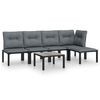 vidaXL 6-tlg. Garten-Lounge-Set Schwarz und Grau Poly Rattan
