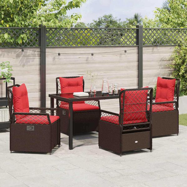 vidaXL Garten Essgruppe 5 pcs Braun Poly-Rattan