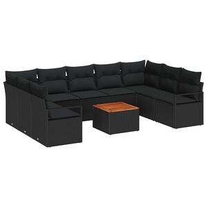 vidaXL Gartensofa-set mit Kissen 10 pcs Schwarz Poly-Rattan