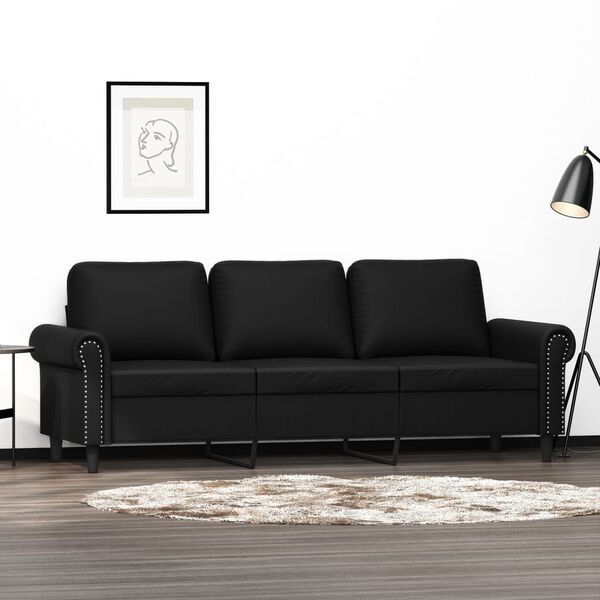 vidaXL 3-Sitzer-Sofa Schwarz 180 cm Kunstleder