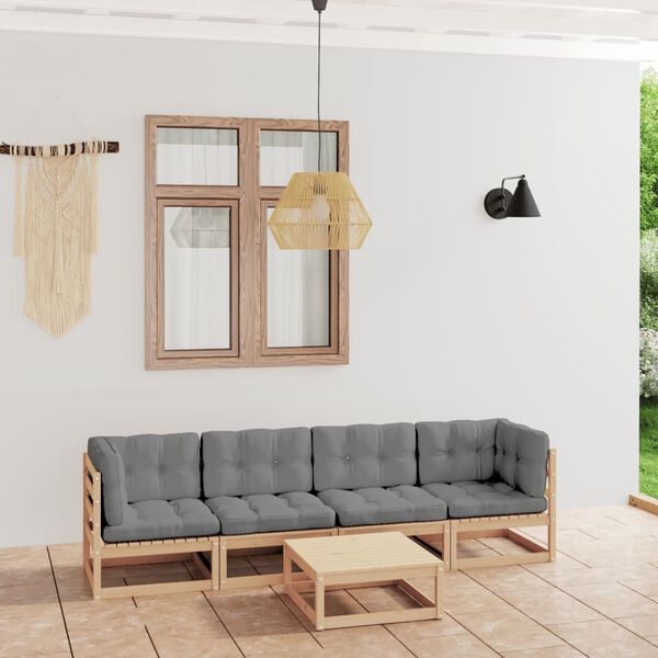 vidaXL 5-tlg. Garten-Lounge-Set mit Kissen Kiefer Massivholz