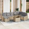 vidaXL Garten-Sofa-Set mit Kissen mit Speicher 9 pcs Beige Poly Rattan