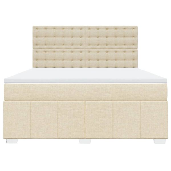 vidaXL Boxspringbett mit Matratze Creme 180x200 cm Stoff