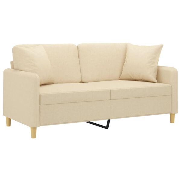 vidaXL 2-Sitzer-Sofa mit Zierkissen Creme 140 cm Stoff