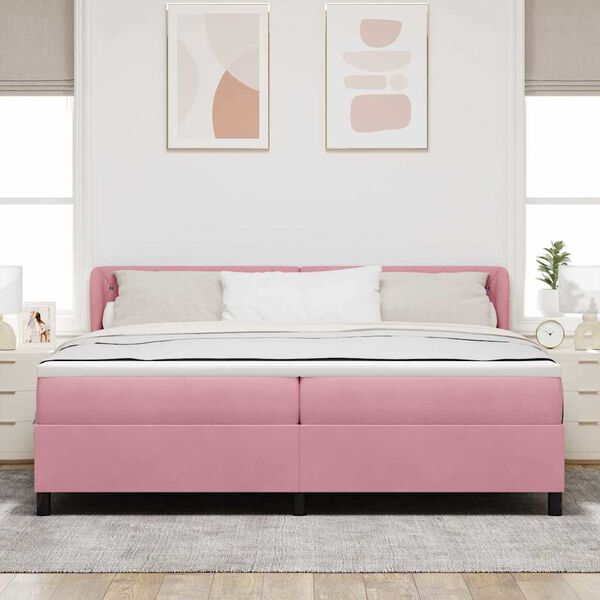 vidaXL Boxspringbett mit Matratze mit Kopfteil Rosa 200 x 200 cm Samt