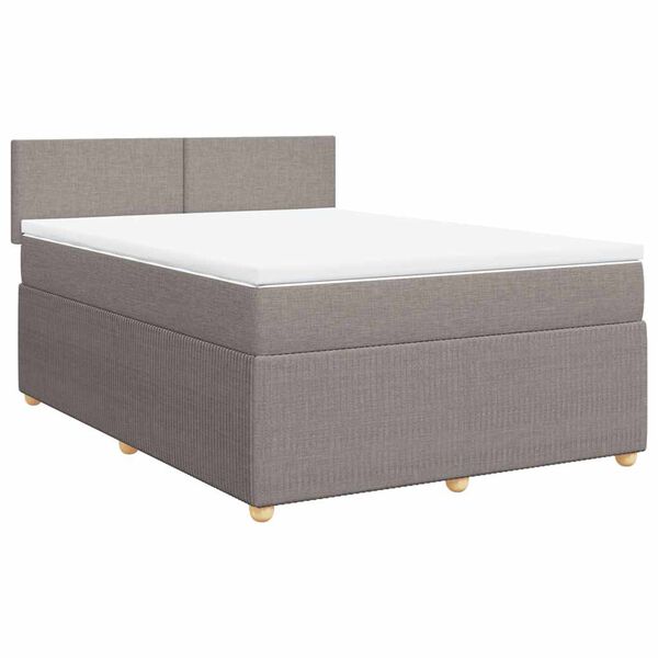 vidaXL Boxspringbett mit Matratze Taupe 140x190 cm Stoff