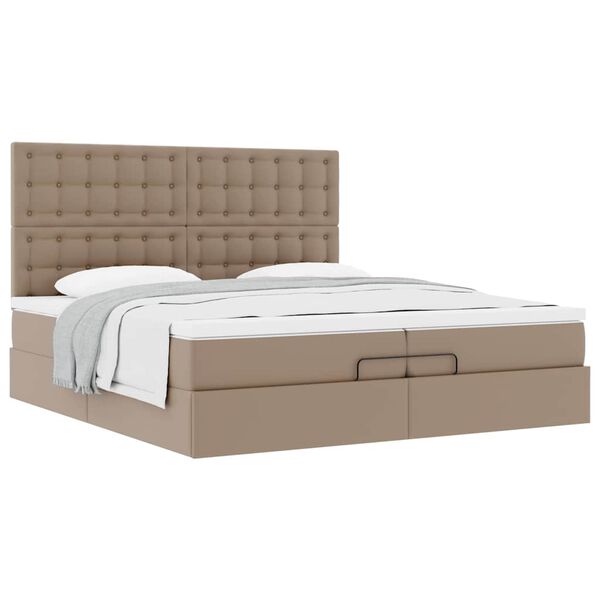 vidaXL Ottoman-Bett mit Matratzen Cappuccino 200x200cm Kunstleder
