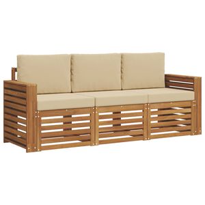 vidaXL Sofagarnituren 3 stk. Natur und Beige Massivholz Akazie
