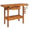 vidaXL Werkbank mit Schublade und Schraubst&ouml;cken 124 x 52 x 83 cm Massivholz Akazie