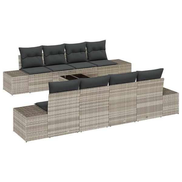 vidaXL Sofa Set mit Kissen 7 pcs Hellgrau Poly Rattan