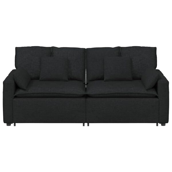 vidaXL Modulares Sofa mit Kissen Schwarz