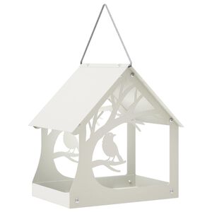vidaXL H&auml;ngendes Vogelfutterhaus Stahl Wei&szlig;