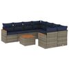 vidaXL 9-teiliges Gartensofa-Set mit Kissen, grau, Polyrattan
