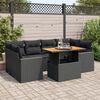 vidaXL 7-tlg. Garten-Sofagarnitur mit Kissen Schwarz Poly Rattan