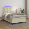 vidaXL Boxspringbett mit Matratze & LED Creme 120x200 cm Kunstleder