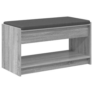 vidaXL Flurbank mit Kissen mit Regal Graues Sonoma 83 x 38 x 45 cm