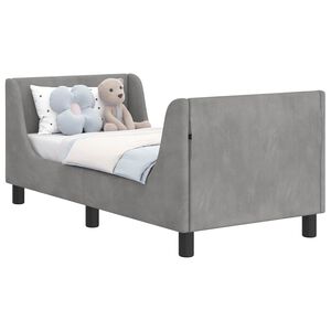 vidaXL Kinderbettgestell mit Kopfteil Hellgrau 70 x 140 cm Samt