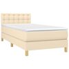 vidaXL Boxspringbett mit Matratze Creme 90x190 cm Stoff