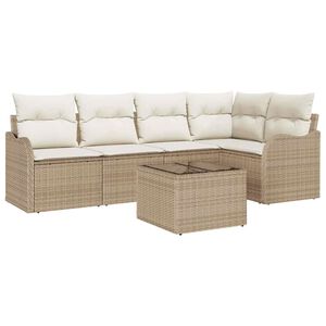 vidaXL Gartensofa-set mit Speicher 6 pcs Beige Poly-Rattan