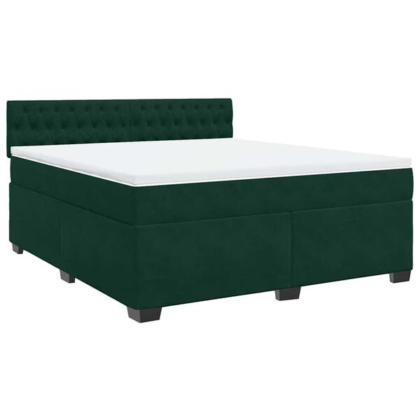 vidaXL Boxspringbett mit Matratze Dunkelgr&uuml;n 180x200 cm Samt