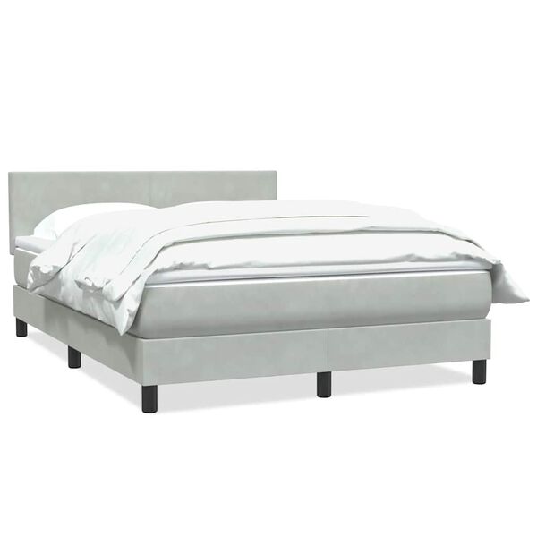vidaXL Boxspringbett mit Matratze Hellgrau 160x210 cm Samt