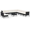 vidaXL 12-tlg. Garten-Lounge-Set mit Auflagen Poly Rattan Schwarz