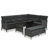 vidaXL 3-tlg. Garten-Lounge-Set mit Auflagen Poly Rattan Grau