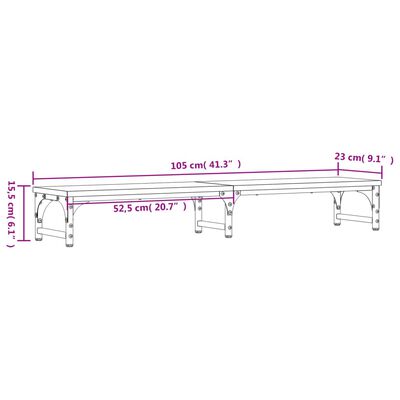 vidaXL Monitorständer Grau Sonoma 105x23x15,5 cm Holzwerkstoff