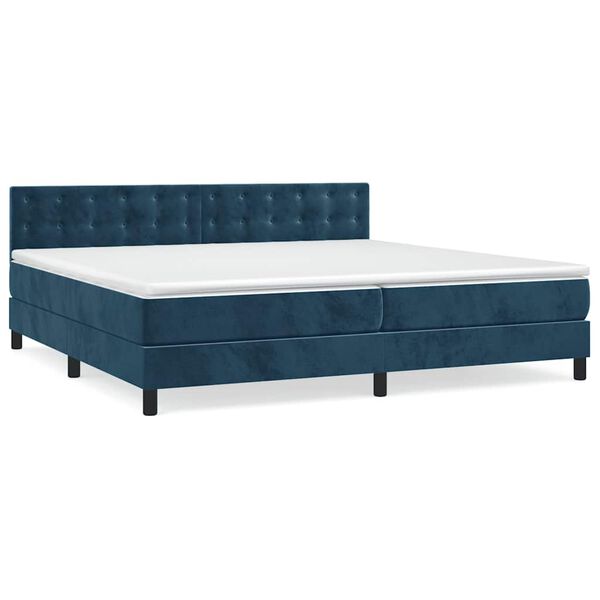 vidaXL Boxspringbett mit Matratze Dunkelblau 200x200 cm Samt