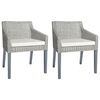 vidaXL Esszimmerst&uuml;hle mit Kissen 2 Stk. Grau Natur Rattan
