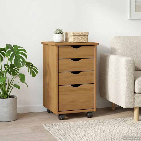 vidaXL Rollschrank mit Rollen MOSS Honigbraun 34 x 39 x 56 cm