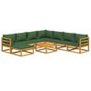 vidaXL 9-tlg. Garten-Lounge-Set mit Grünen Kissen Massivholz