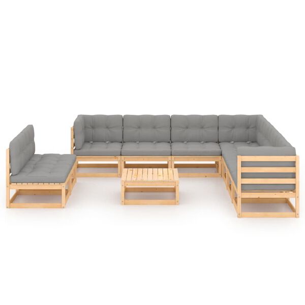 vidaXL 10-tlg. Garten-Lounge-Set mit Kissen Massivholz Kiefer