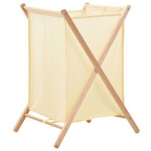 vidaXL W&auml;schekorb Zedernholz und Stoff Beige 42x41x64 cm