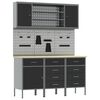 vidaXL Werkbank mit Schubladen 7 pcs Schwarz Ingenieure Holz und Stahl